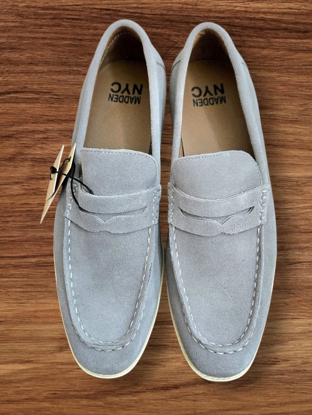 Madden NYC Gray Suede Penny Loafers Sz 7 NWT Classic Leather Comfort Shoes